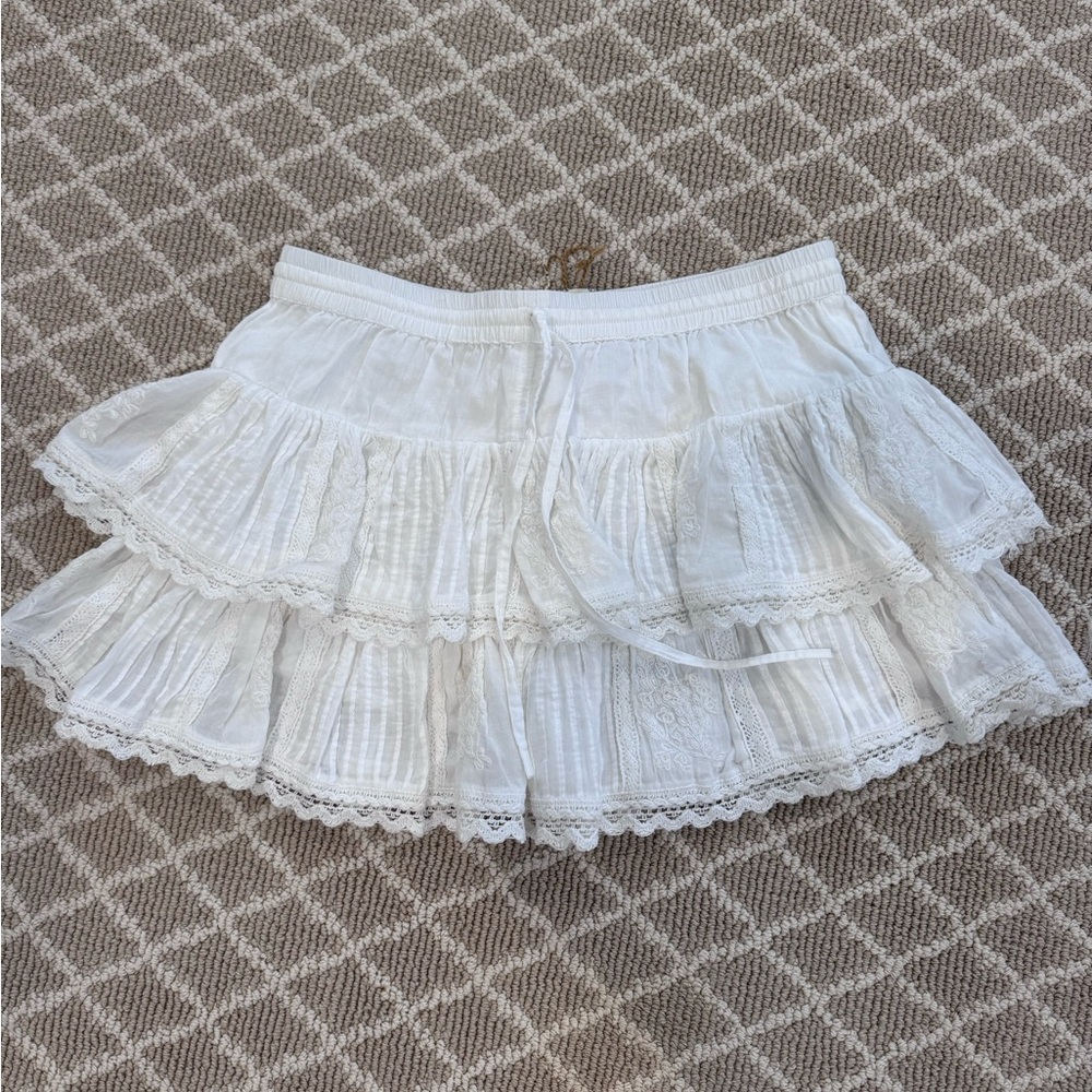 Muche and Muchette White Lace Tiered Mini Skirt One Size NWT